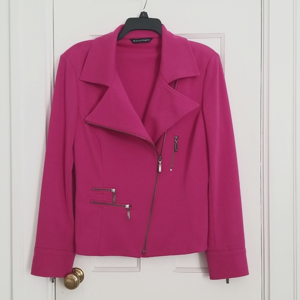 Vintage - Magenta to the waist, zipper, tailored jacket.
